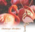 wholesale 925 Sterling Silver 12 Month Birthstone Flamingo Pendant Necklace 18 +2 Chain-0-5