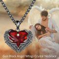 wholesale 925 Sterling Silver Red Heart with Wing Pendant Necklace for Women-0-5