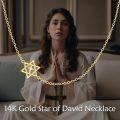 wholesale 14K Gold Star of David & Cross Pendant Necklace with 14K Solid Gold Chain - Hypoallergenic, Nickel-Free, Lead-Free - Gift for Women-0-4