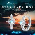 wholesale 925 Sterling Silver Moonstone Sun & Star Huggie Hoop Earrings for Women-0-4