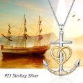 wholesale 925 Sterling Silver Palpitate Anchor Necklace with Double Heart Pendant for Women Nautical Sea s Sailor-0-6