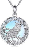 wholesale 925 Sterling Silver Moonstone Owl Crescent Moon Pendant Necklace for Women-0-0