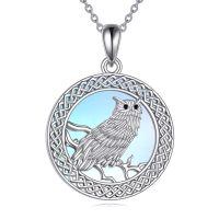 wholesale 925 Sterling Silver Moonstone Owl Crescent Moon Pendant Necklace for Women-Moonstone Necklace