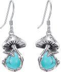 wholesale 925 Sterling Silver Turquoise & Moss Agate Mushroom Drop Earrings-0-0