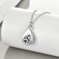 wholesale 925 Sterling Silver Teardrop Cremation Jewelry Pendant with Black Crystal Paw Print and Funnel Set for Ashes Memorials-0-1
