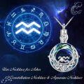 wholesale 925 Sterling Silver Aquarius Zodiac Sign Blue Crystal Cremation Jewelry with Funnel Pendant Necklace-0-3