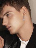 wholesale Silver Cross Pendant Hoop Earrings 925 Sterling Silver Jewelry for Men & Women-0-1