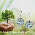 wholesale 925 Sterling Silver & Abalone Shell Tree of Life Earrings with Witches Knot Design for Women Men Gift-0-5