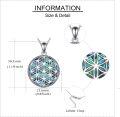 wholesale 925 Sterling Silver Round Flower of Life Necklace with Abalone Shell and Turquoise Stone Inlay-0-3