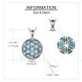 wholesale 925 Sterling Silver Round Flower of Life Necklace with Abalone Shell and Turquoise Stone Inlay-0-3