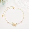 wholesale 14k Gold Butterfly Bracelet Wholesale With Crystal Accents And Adjustable Chain-0-2