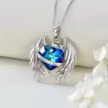 TOUPOP 925 Sterling Silver Crystal Heart Angel Wings Necklace Gift-0-1