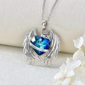 TOUPOP 925 Sterling Silver Crystal Heart Angel Wings Necklace Gift-0-1