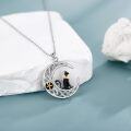 wholesale 925 Sterling Silver Black Onyx Moon Cat & Ankh Pendant Necklace-0-2