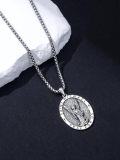 wholesale 925 Sterling Silver Saint Michael Archangel Prayer Oval Medal Cross Pendant Necklace -0-2