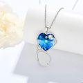 wholesale 925 Sterling Silver Blue Crystal Heart Shaped Musician Pendant Necklace-0-3