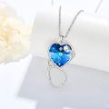 wholesale 925 Sterling Silver Blue Crystal Heart Shaped Musician Pendant Necklace-0-3