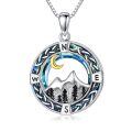 TOUPOP Sterling Silver Blue Crystal Eagle Dragon Phoenix Bear Mountains Celtic Knot Necklace-0-0