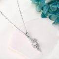 wholesale 925 Sterling Silver Om Aum Pendant Necklaces with Cubic Zirconia Jewelry for Women's Christmas Gift-0-2