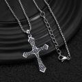 wholesale 925 Sterling Silver Filigree Cross Pendant Necklace with Black Onyx Gemstone for Men & Women-0-3