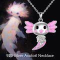wholesale 925 Sterling Silver Pink Enamel Angel Heart Pendant Necklace for Women-0-1