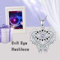wholesale TOUPOP Evil Eye Necklace For Women Sterling Silver Angel Wings Pendant With June Birthstone Purple Alexandrite Amulet Jewelry Gifts For Her -0-4