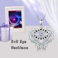 TOUPOP Sterling Silver Purple Alexandrite Evil Eye Necklace Angel Wings Pendant-0-4