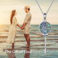 wholesale 925 Sterling Silver 3D Skull & Opal Triple Moon Goddess Key Pendant Necklace-0-2