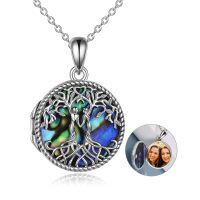 wholesale 925 Sterling Silver Abalone Shell & Turquoise Locket Tree of Life Pendant Necklace for Sisters-Locket-Abalone Sister Necklace