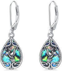 wholesale  Sterling Silver Abalone Dragonfly Butterfly Bee Hummingbird Dangle Earrings -Hummingbird Earrings