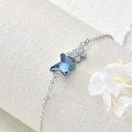 wholesale 925 Sterling Silver Butterfly Blue Crystal Adjustable Ankle Anklet-0-3