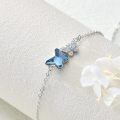wholesale 925 Sterling Silver Butterfly Bracelet With Blue And Clear Wings-0-3