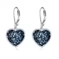 wholesale 925 Sterling Silver Metal Drusy Crystal Heart Dangle Earrings Wholesale (Pink/Blue/Purple) Leverback Drop s for Women-0-0