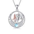 wholesale 925 Sterling Silver Dragon & Mermaid Pendant with Moonstone Chain Necklaces for Women Gifts-0-0
