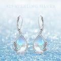 wholesale 925 Sterling Silver Angel Wing Teardrop Dangle Earrings with Blue Opal Stone for Women-0-5