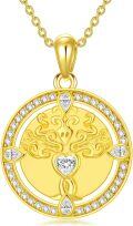 wholesale Gold Plated 925 Sterling Silver Tree of Life Heart Pendant Necklace for Women-0-0