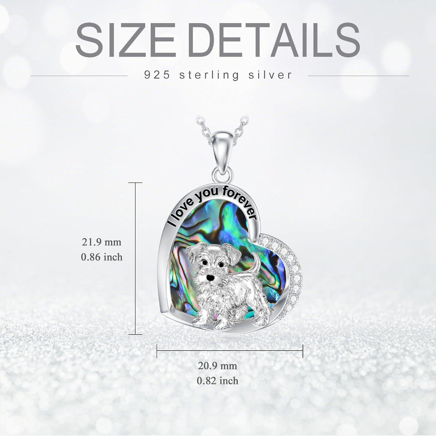  Sterling Silver Heart Dog Pendant Necklace for Women Dog Lovers -0-3
