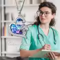 TOUPOP 925 Sterling Silver Crystal Nurse Pendant Necklace-0-1