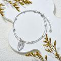 wholesale 925 Sterling Silver Double Chain Rosary Anklet w/Heart & Angel Wings Charm for Women-0-1