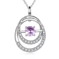 TOUPOP Sterling Silver Alexandrite June Birthstone Sister Friendship Necklace-0-0
