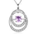 TOUPOP Sterling Silver Alexandrite June Birthstone Sister Friendship Necklace-0-0