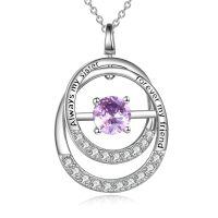 TOUPOP Sterling Silver Alexandrite June Birthstone Sister Friendship Necklace-undefined