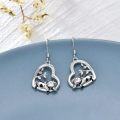 wholesale 925 Sterling Silver Heart-Shaped Cow Dangle Earrings with Cubic Zirconia and Leaf Details-0-4