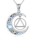 wholesale 925 Sterling Silver Moon Triangle Pendant Necklace Wholesale With Moonstone-0-0