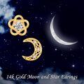 wholesale 14K Gold Moon Stud Earrings with Cubic Zirconia for Women-0-4