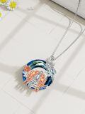 wholesale 925 Sterling Silver Sisters Pendant with Blue Crystal and Rose Design - Best Friend s for Sis-0-4