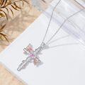 wholesale Sterling Silver with Birthstone Hummingbird Butterfly Cross Necklace for Women-0-1