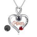 wholesale 925 Sterling Silver Mom Heart Necklace 100 Languages I Love You Projection Zircon Pendant-0-0