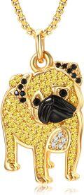 wholesale Gold 925 Sterling Silver Pug Dog Breed CZ Charm Necklace for Pet Lovers-0-0