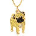 wholesale Gold 925 Sterling Silver Pug Dog Breed CZ Charm Necklace for Pet Lovers-0-0